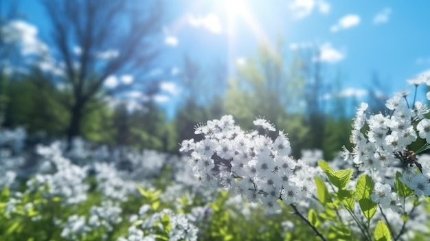 Field with daisy flowers Close up shot of beautiful blooming daisy or chamomile meadow with focus