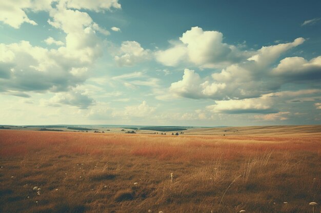 Photo a field with a field of hay and a cloudy sky