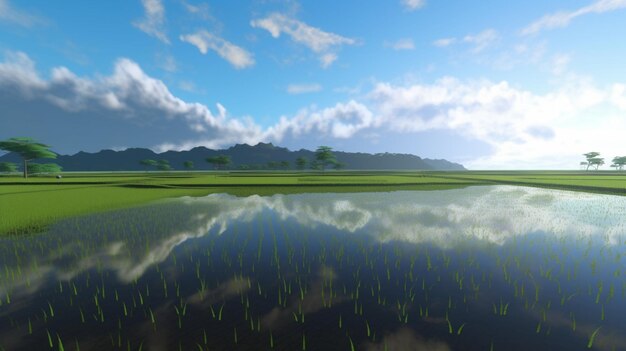 Minecraft Mountain Field Background