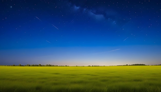 a field with a star that is lit up at night