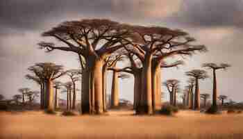 Photo a field with a tree that has the word  baobab  on it