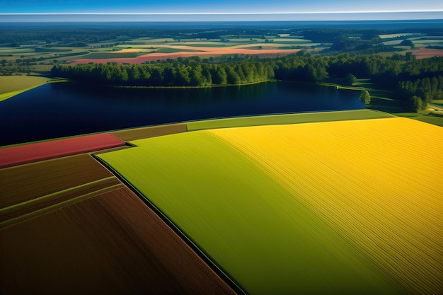 A field of yellow and green in the netherlands