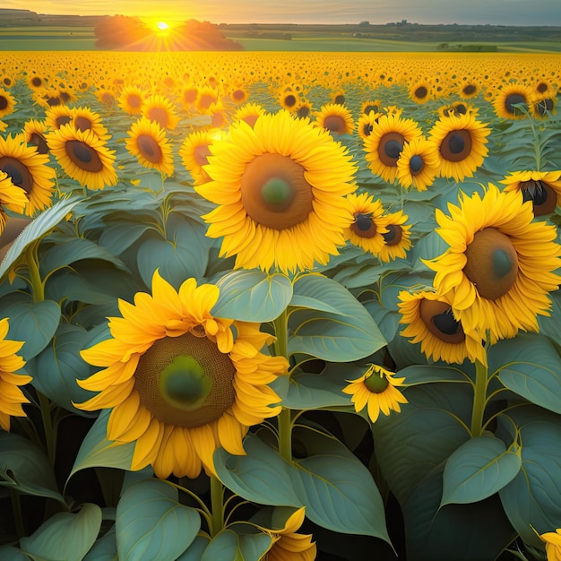 Field of yellow sunflowers