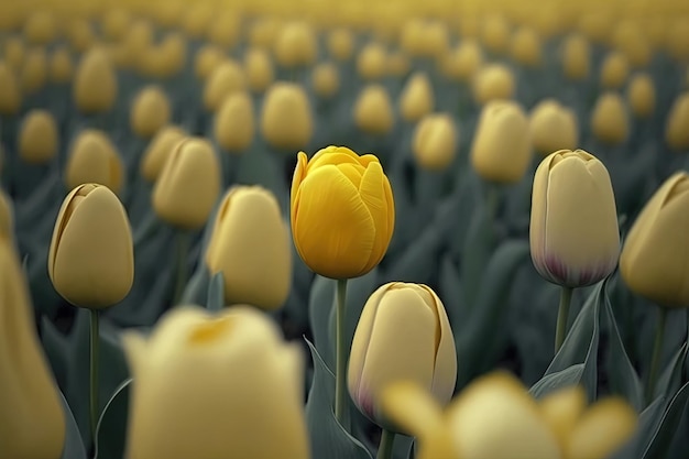 Field of yellow tulips , ai generated