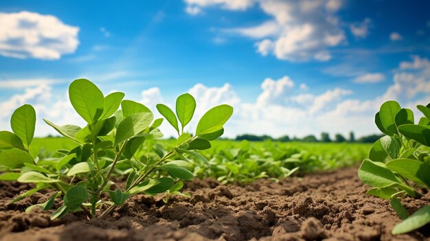 Photo field of young green plants