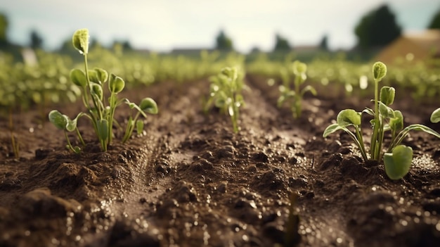 A field of young plants with the word seed on the bottom left.