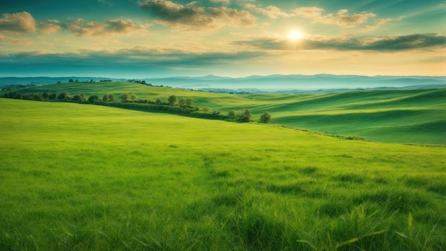 Fields of Lush Green under a Summer Sky