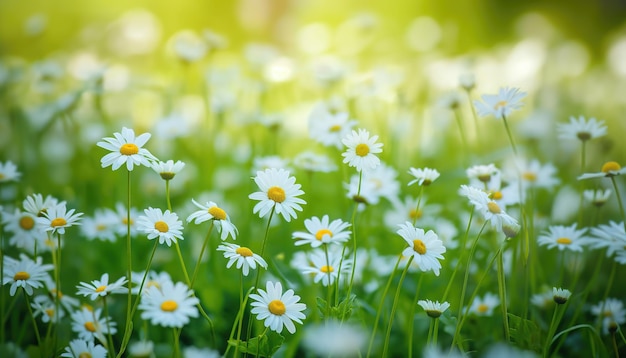 Fields of white Matricaria flower AI