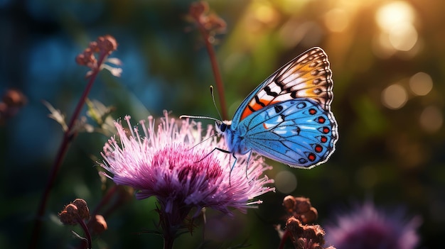 fields with flowers and butterflies