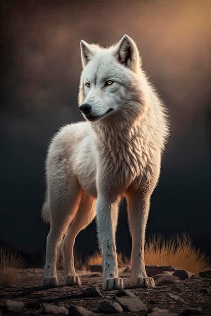 Fierce Arctic Wolf with Golden Eyes in Flawless Shape