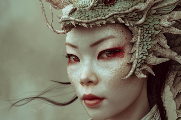 Ожесточенная азиатская женщина-дракон