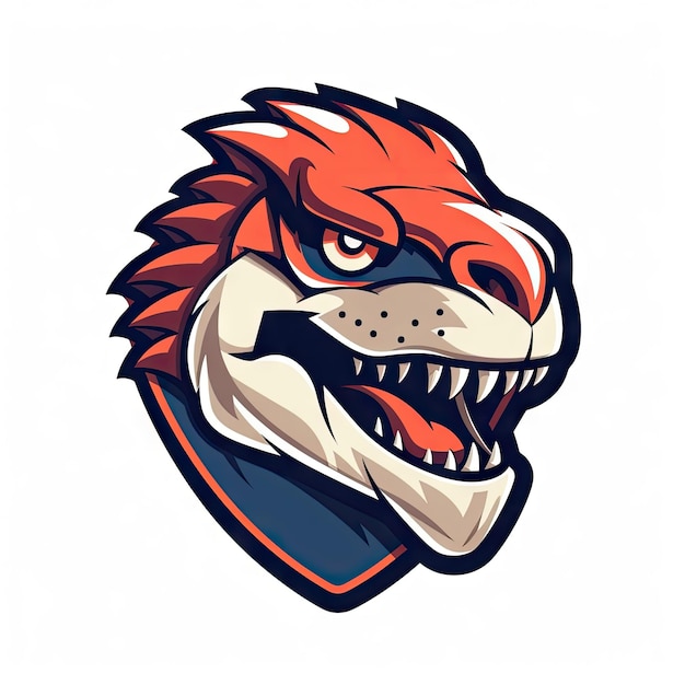 Fierce Cartoon Raptor Head voor Esports-teams en gaming-logo's op witte achtergrond