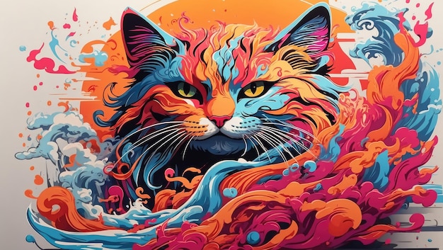 Fierce Cat Balineseinspired Art for Dynamic Streetwear and Urban Fashion