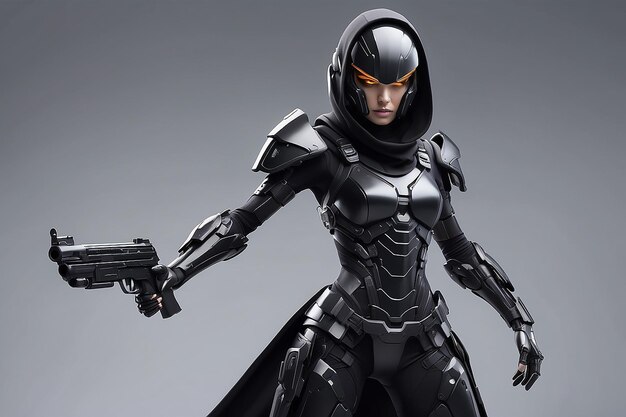 Fierce Cyborg Soldier 3D Render in Futuristic Armor