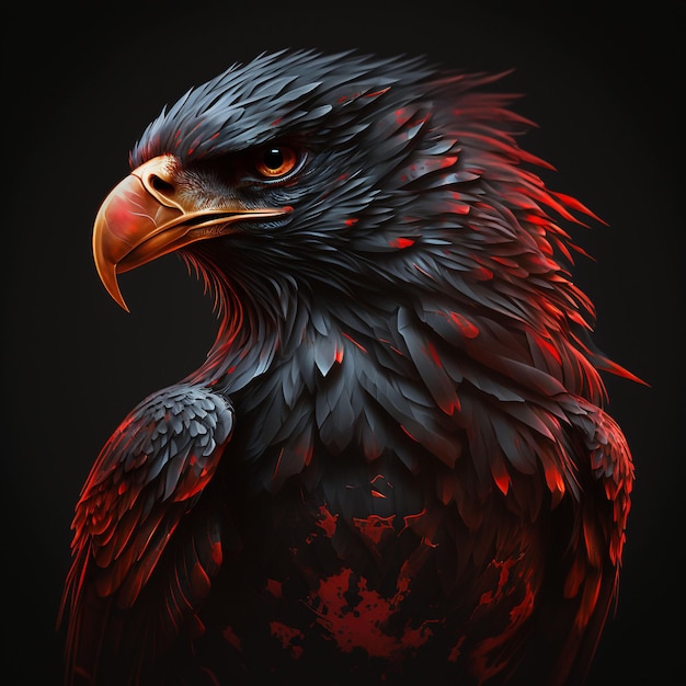 Fierce dark Eagle with elegant look and dark background Generative ai