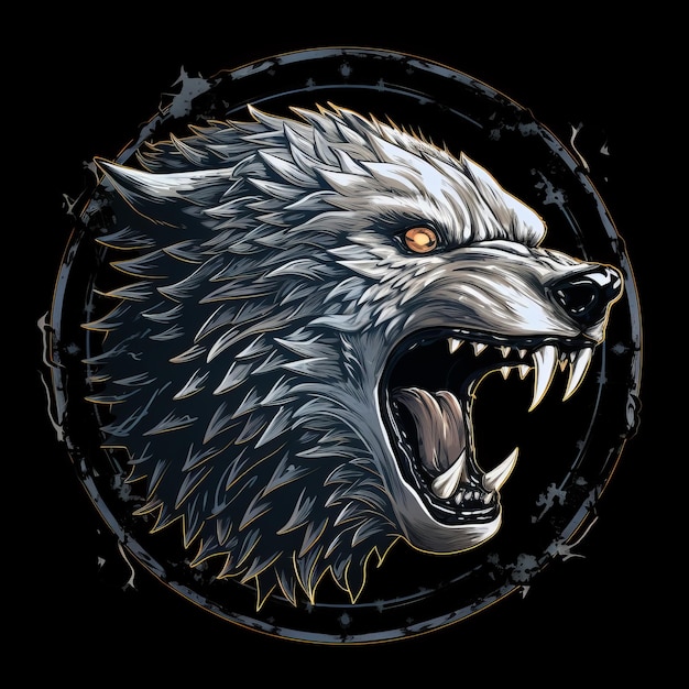 Photo the fierce emblem unleashing the angry grey direwolf