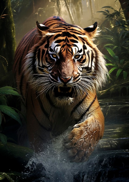 Fierce Encounter in the Enchanting Jungle with the Tiger