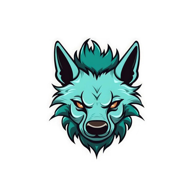 Fierce Hyena Mascot Logo op witte achtergrond Generatieve AI