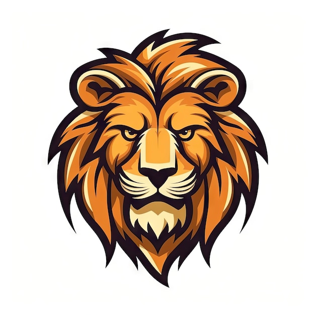 Fierce Lion Head Illustration on White Background