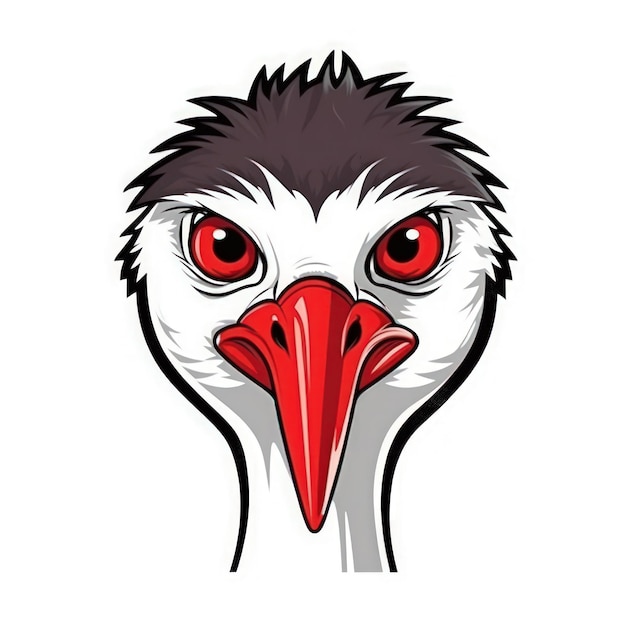 Photo fierce ostrich mascot logo on white background generative ai