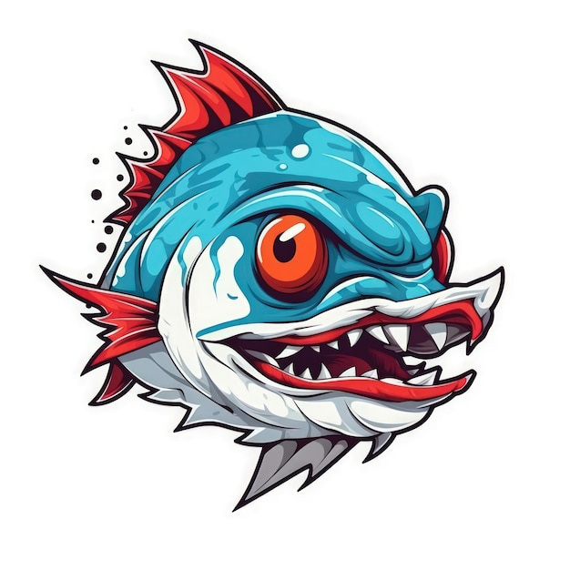 Photo fierce piranha esports logo on white background generative ai