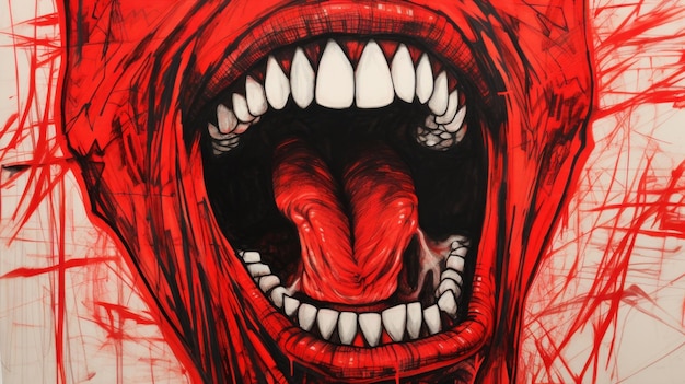 Fierce Red Mouth Illustration