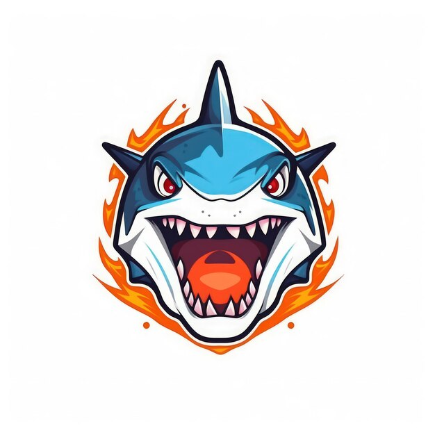 Fierce Shark Esports Logo on White Background Generative AI