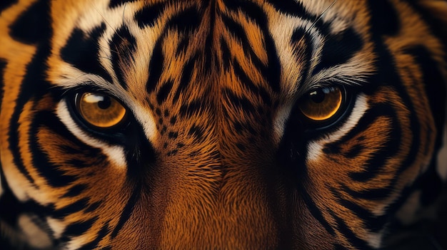 Photo a fierce tiger with piercing yellow eyes in a closeup shot