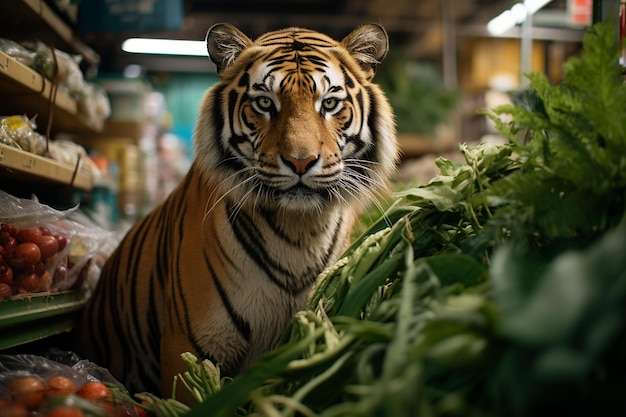 Foto ai generativa della tigre dall'aspetto feroce