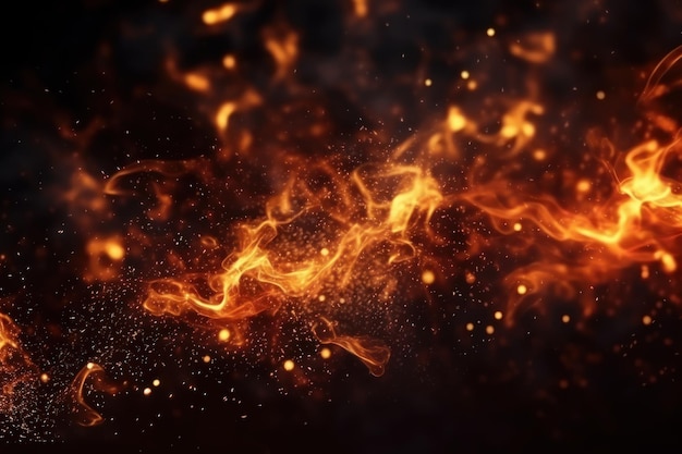 Fiery background on a black background