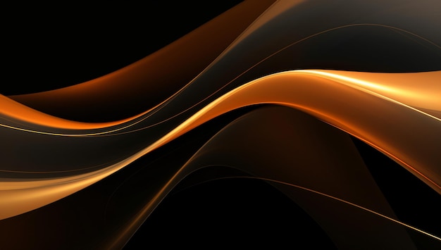 a fiery background with a black background and gold smoke Gold wave motion digital illustration