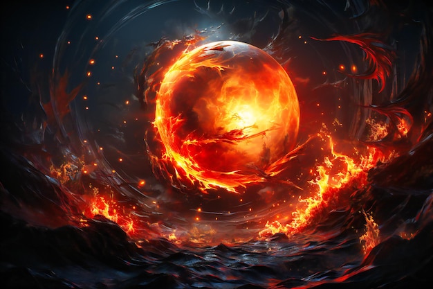 a fiery ball of fire swirling around