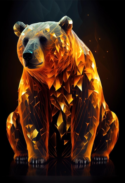 Fiery bear print or logo Ai rendered