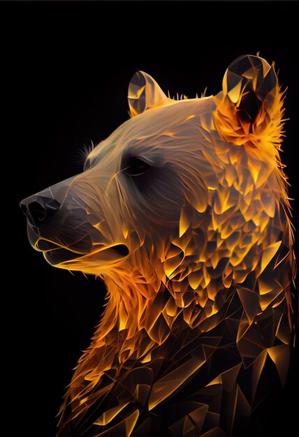 Fiery bear print or logo Ai rendered