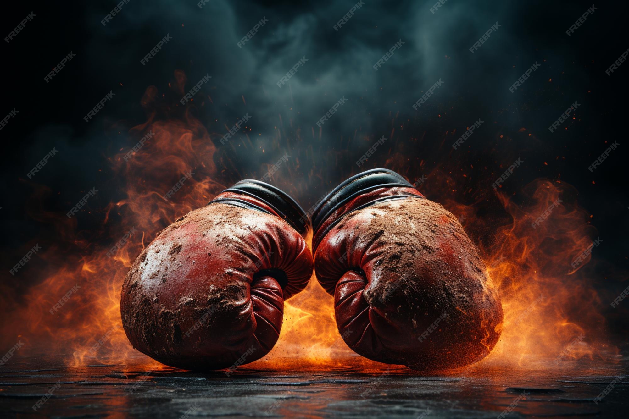 Premium Photo | Fiery boxing gloves poster ample copyspace 