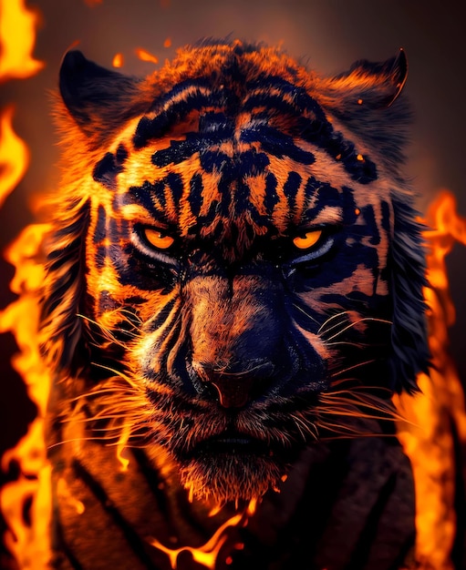 Fiery brutal tiger