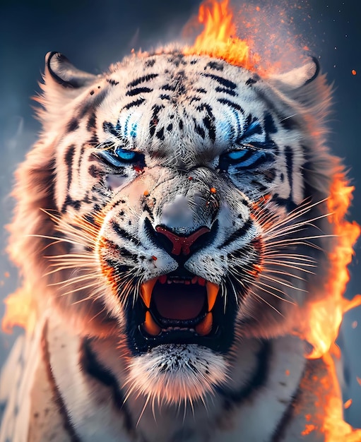 Fiery brutal tiger