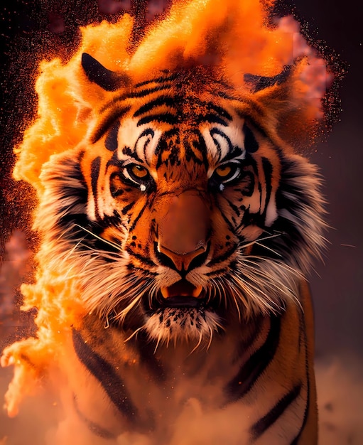 Fiery brutal tiger