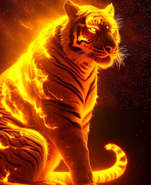 Fiery brutal tiger