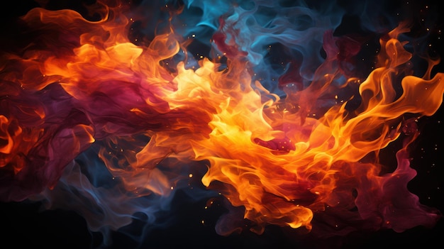 Fiery combination of blue and red flames