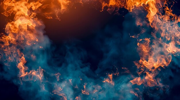 Fiery dance abstract flame and smoke background
