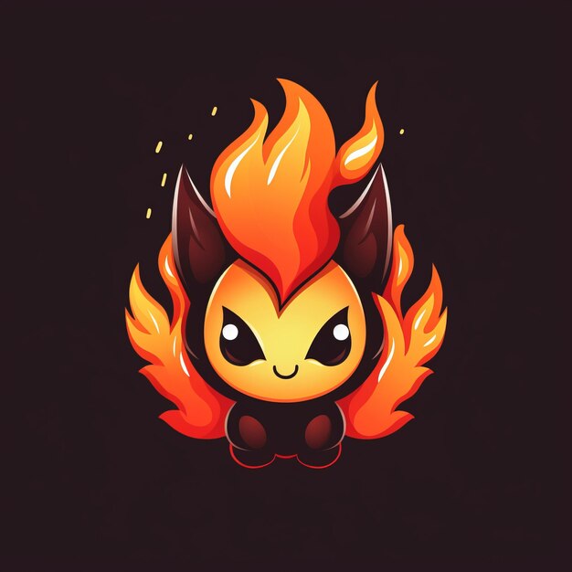 Fiery Delight Een schattig DuoTone Vector Cartoon Logo van een Fire Sprite