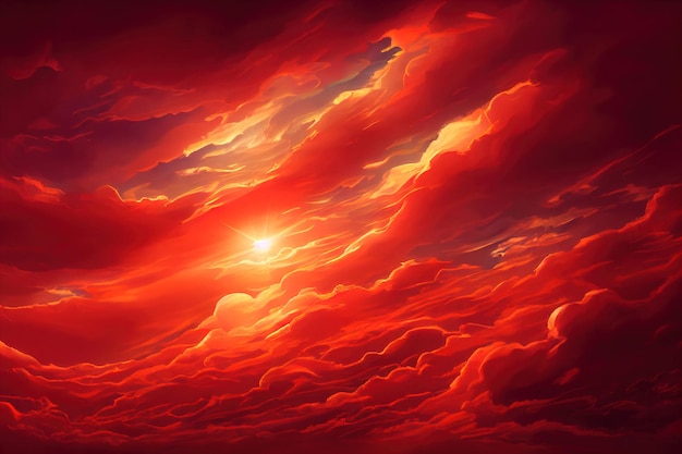 Fiery dramatic sunset sky Colorful colors of dawn Incredible beauty A beautiful abstract nature background Illustration 3d