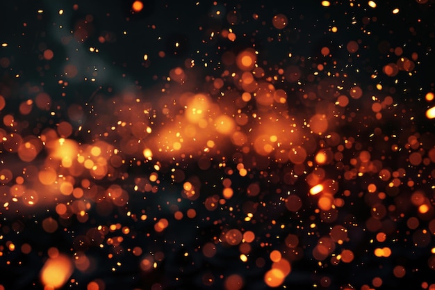 Fiery embers and sparks in motion blur