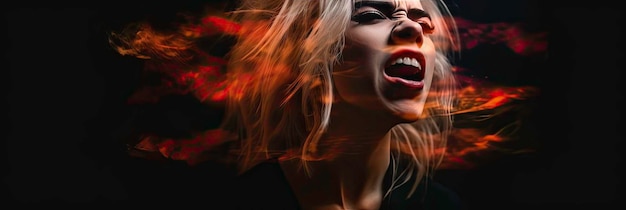 Fiery Emotion of a Screaming Girl AI Generated