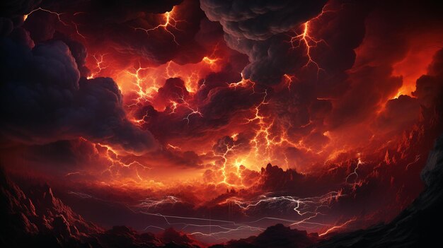 fiery eruption scene HD 8K wallpaper Stock Photographic Image