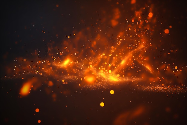 Fiery flames on a black background with sparks