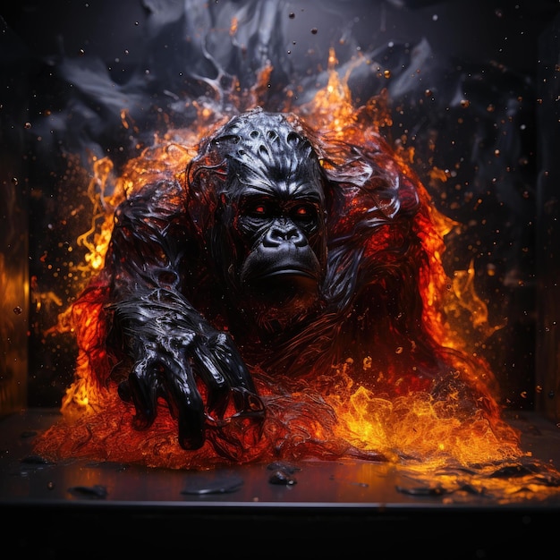 Fiery Gorilla raging angry expression