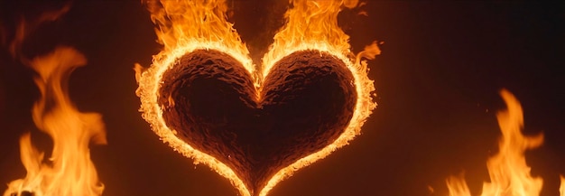 Photo the fiery heart the concept of love and passion