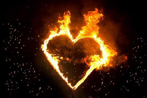 Fiery heart in the night